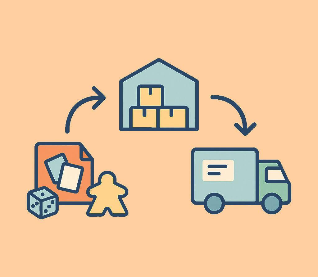 An example image of a board game's fulfilment process.